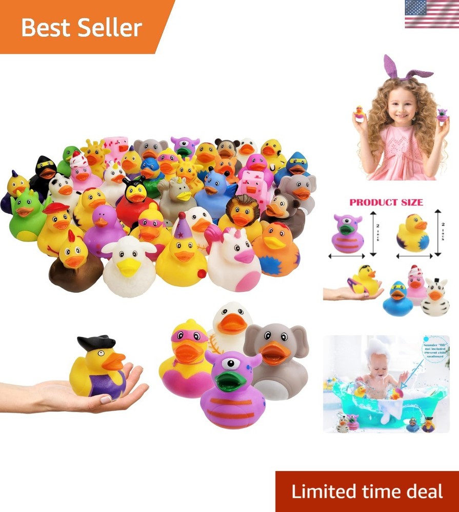 Colorful 10-Pack Rubber Duck Toys for Kids Parties & Beach Play