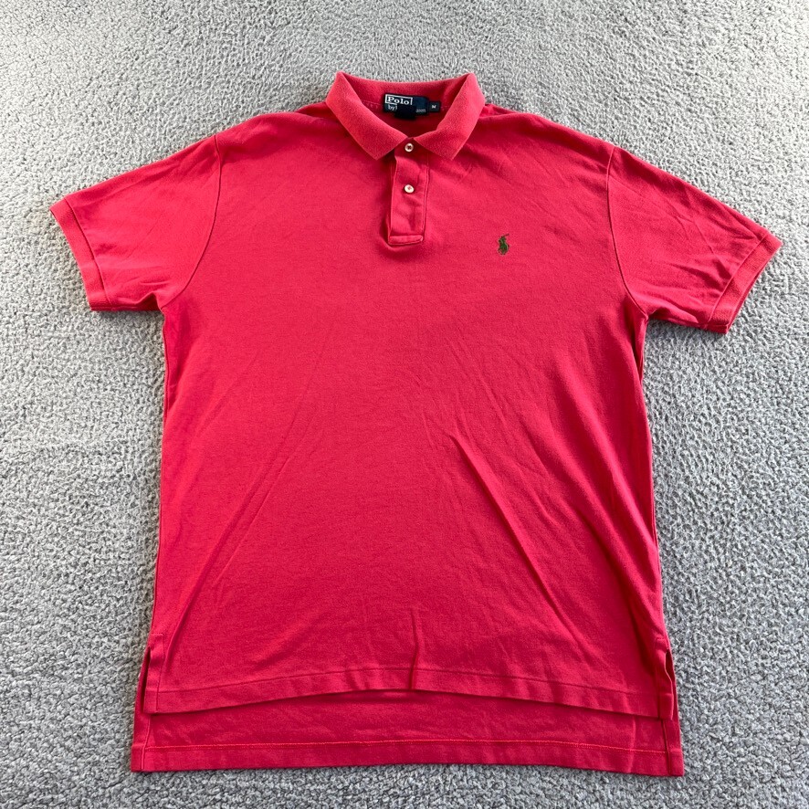 Vintage Ralph Lauren Polo Shirt Mens Medium Red Pullover Short Sleeve Golf
