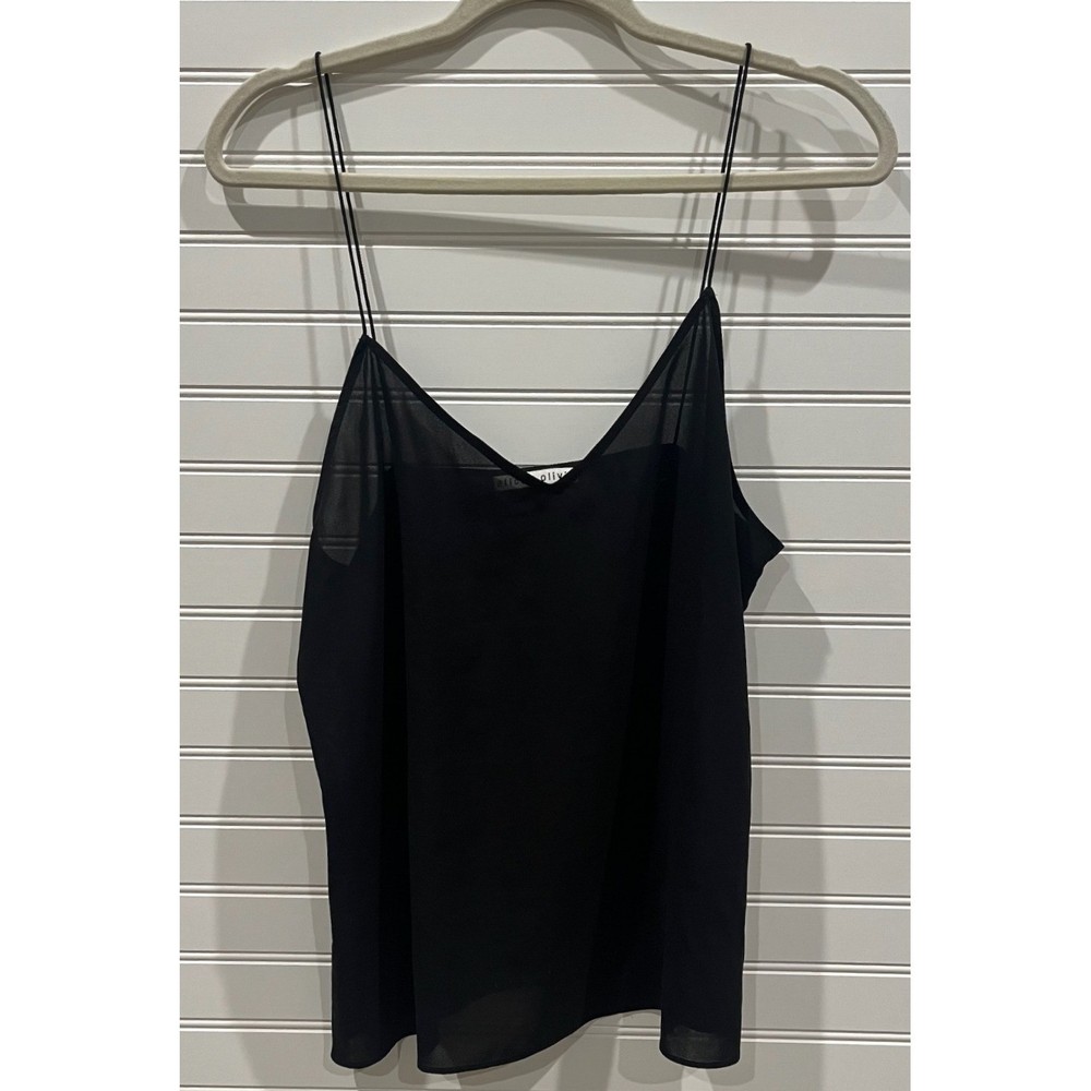 Alice + Olivia Black Sheer Spaghetti Strap Tank Top Medium