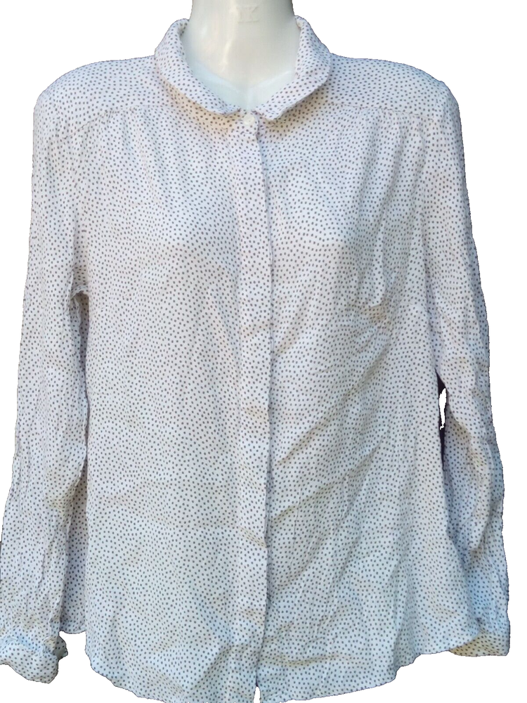 Joules Shirley Womens Cream Brown Polka Dot Button Up Blouse UK 14 EU L
