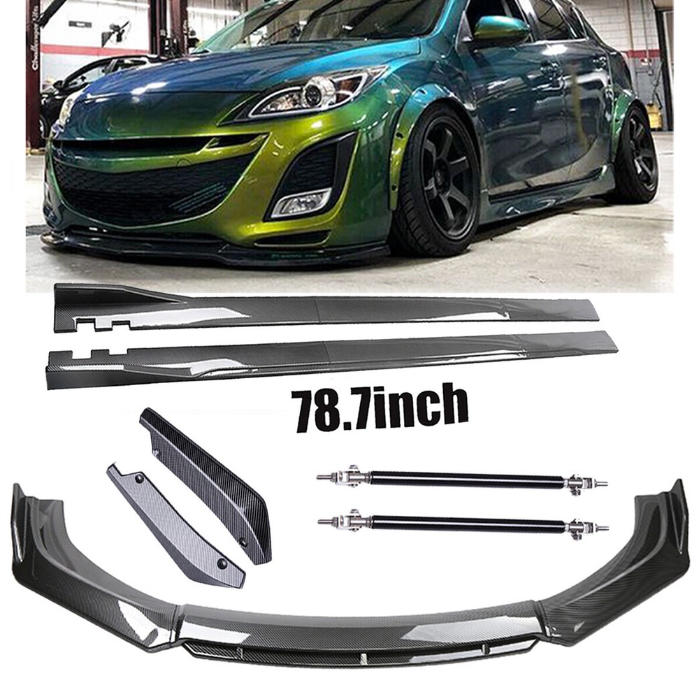 For Mazda 3 Carbon Fiber Side Skirt Rear Front Bumper Lip Splitter