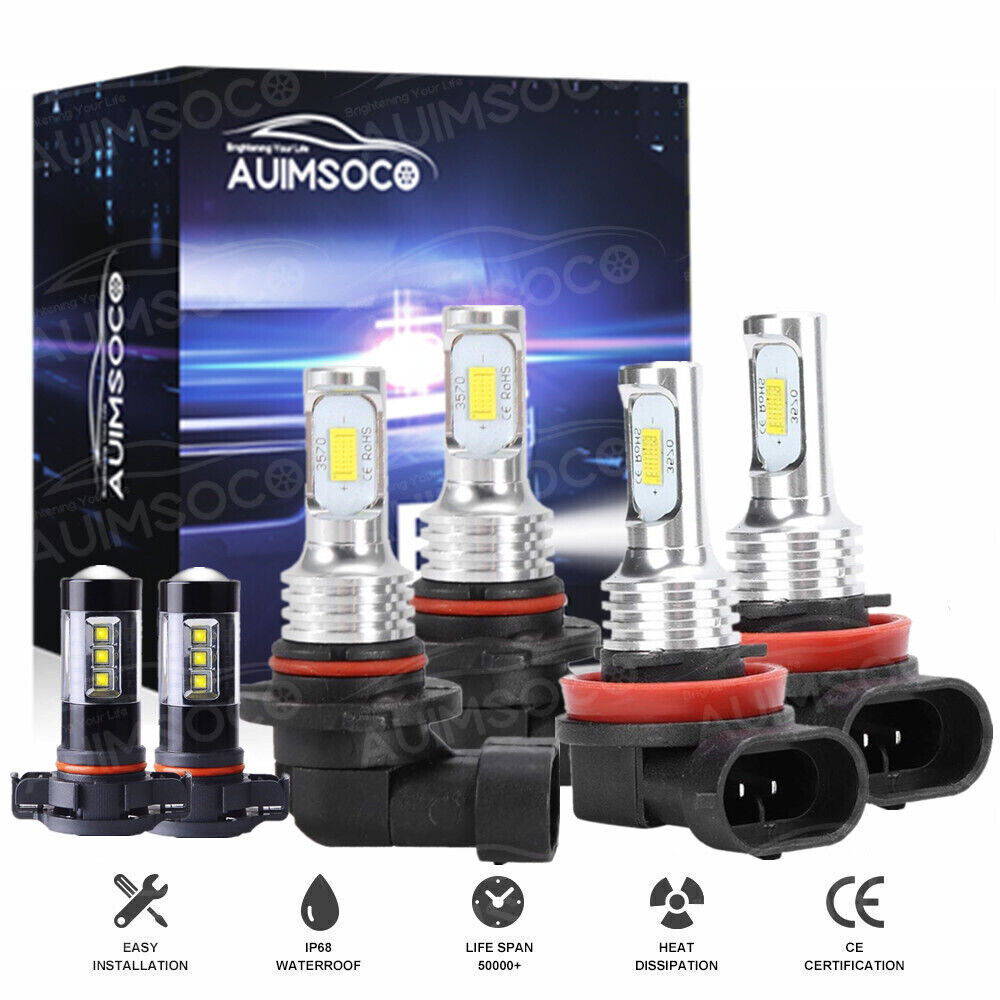 10000K LED Headlights Fog Light Bulbs For 2007-2015 Chevy Silverado 1500 2500HD