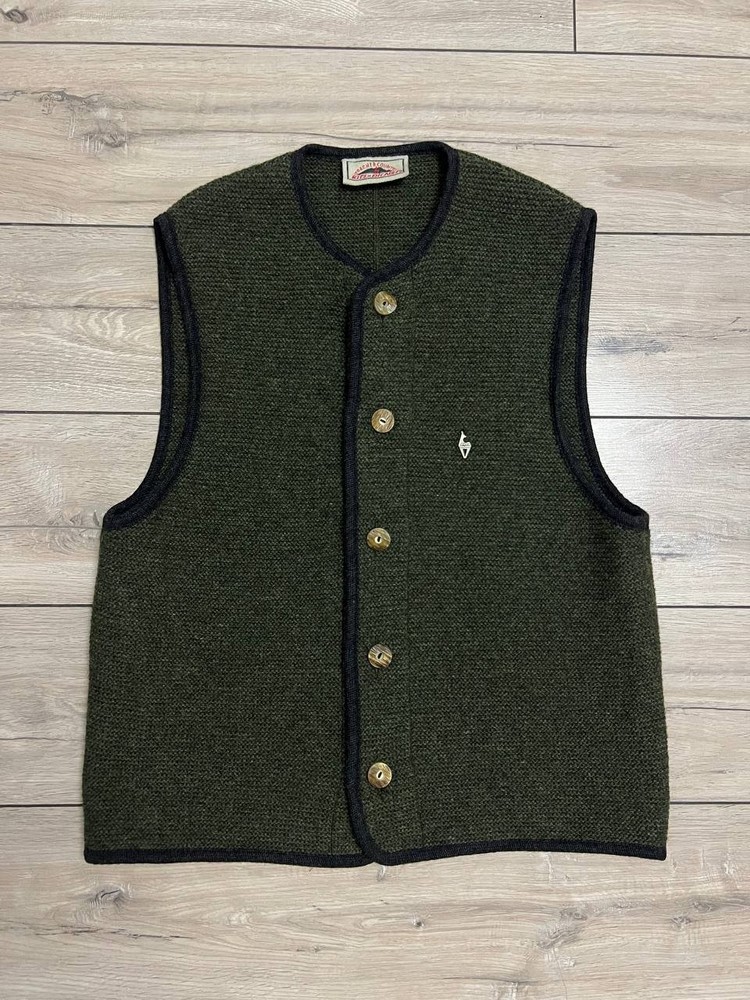 Men Kitz Pichler Wool Trachten Loden Vest Gilet Size 54 44in Country Style
