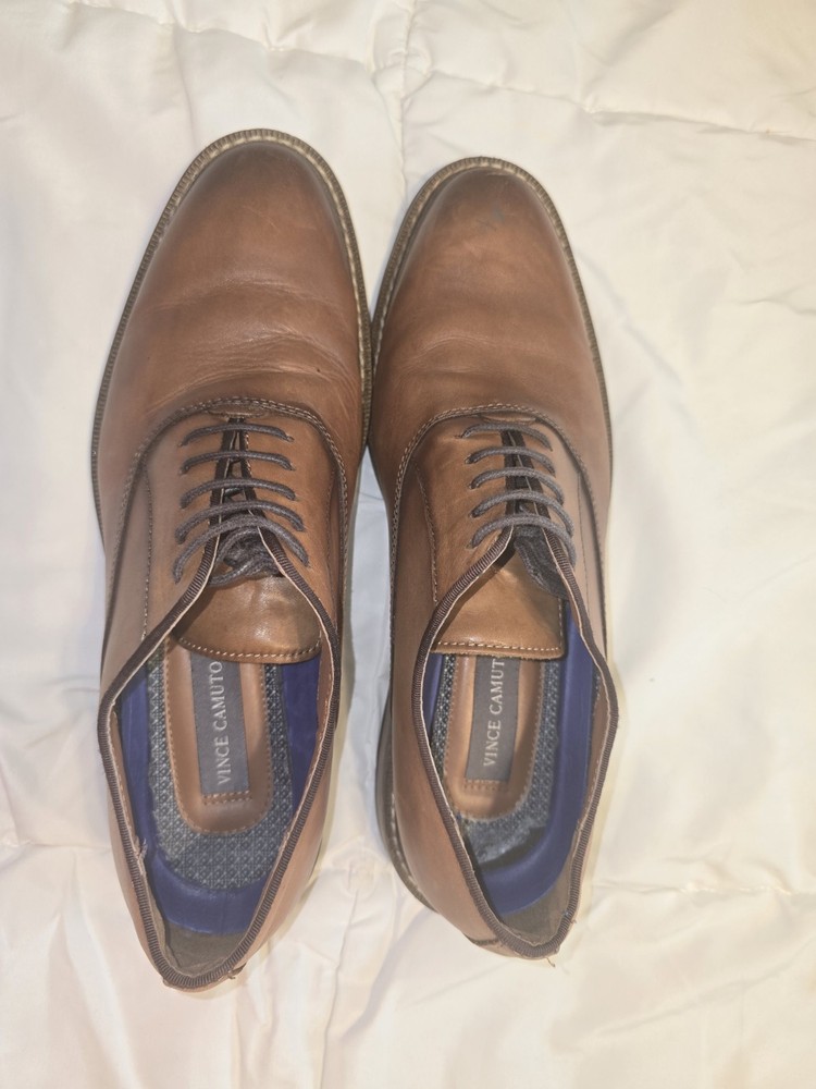 Vince Camuto Mens VY-Lawsen Brown Oxford Dress Shoe Size 9M.Man Made Sole.