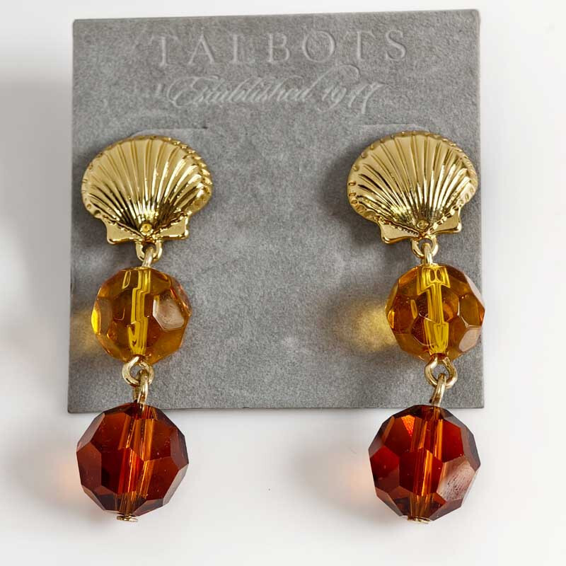 New Talbots Shell Crystal Beads Drop Earrings Chic Women Party Vacation Jewelry