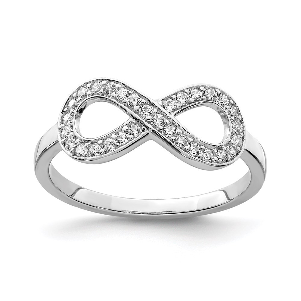 Sterling Silver Rhodium-plated with Cubic Zirconia Infinity Ring Size 10