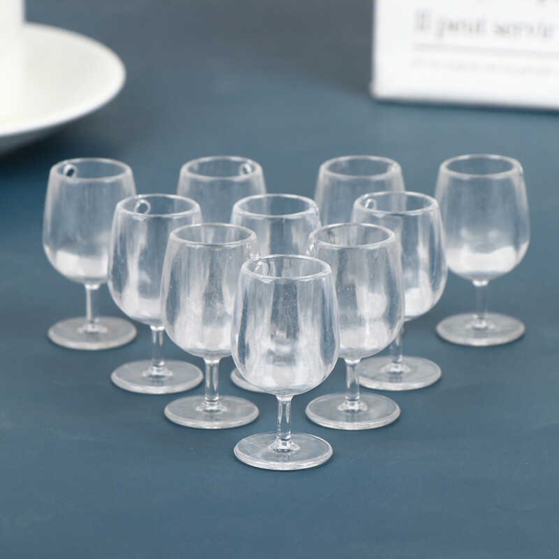 1:6 Mini Wine Cups Set - 10Pcs Dollhouse Kitchen Accessories
