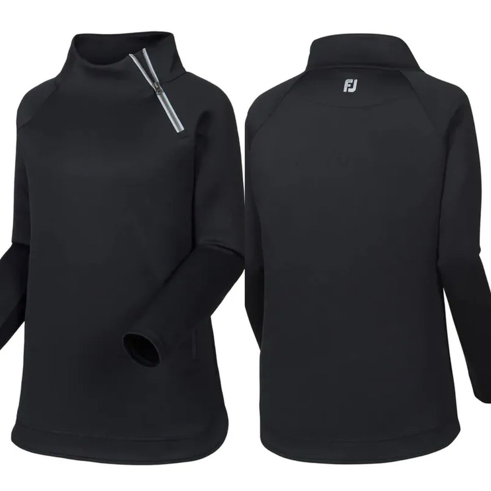 FootJoy Women’s Black Asymmetrical 1/4 Zip Neck Mid Layer Size S Golf Activewear