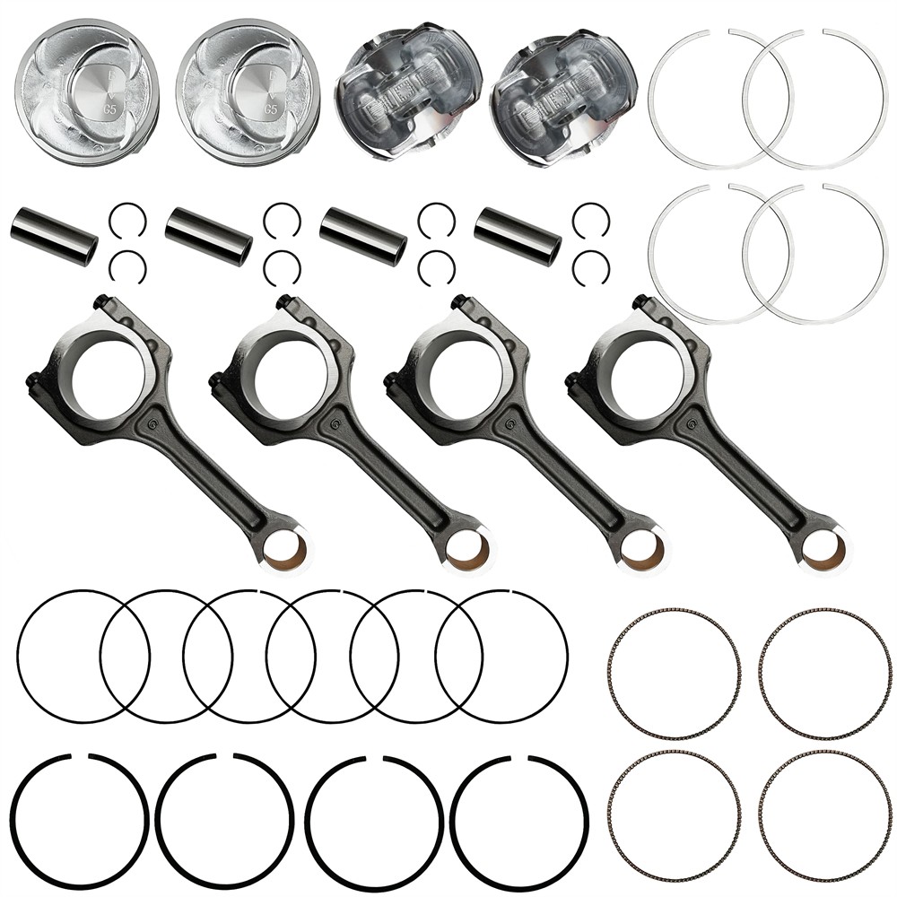 4PCS Piston Kit & Connect Rod 23040-2G500 for 2011-2013 Kia Optima Sorento 2.4L