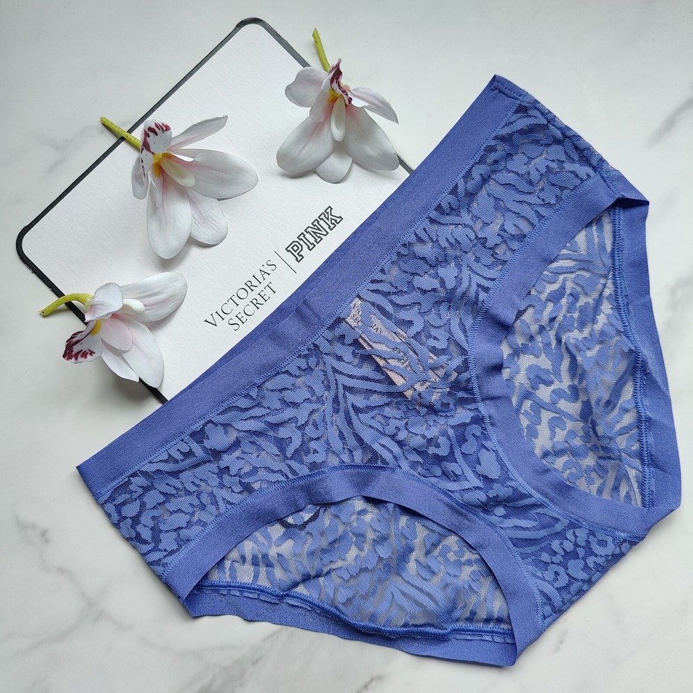 Victoria's Secret Encaje Malla No-Show Hiphugger Panty Violeta Tormenta Talla S/M