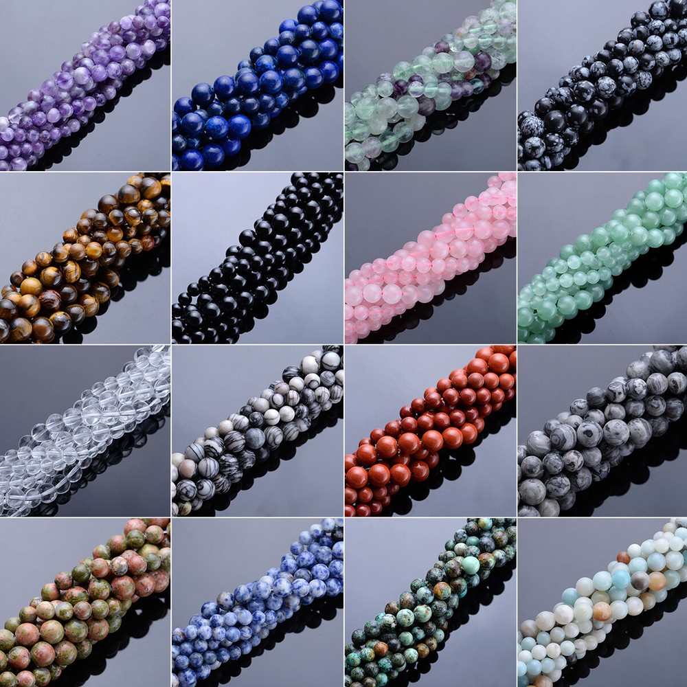 15MM Natural Gemstone Round Spacer Beads 4MM 6MM 8MM Bulk DIY Jewelry Craft