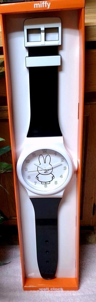 Miffy 36 In Long Wall Clock ~Wristwatch Design  ~Black &White NIB
