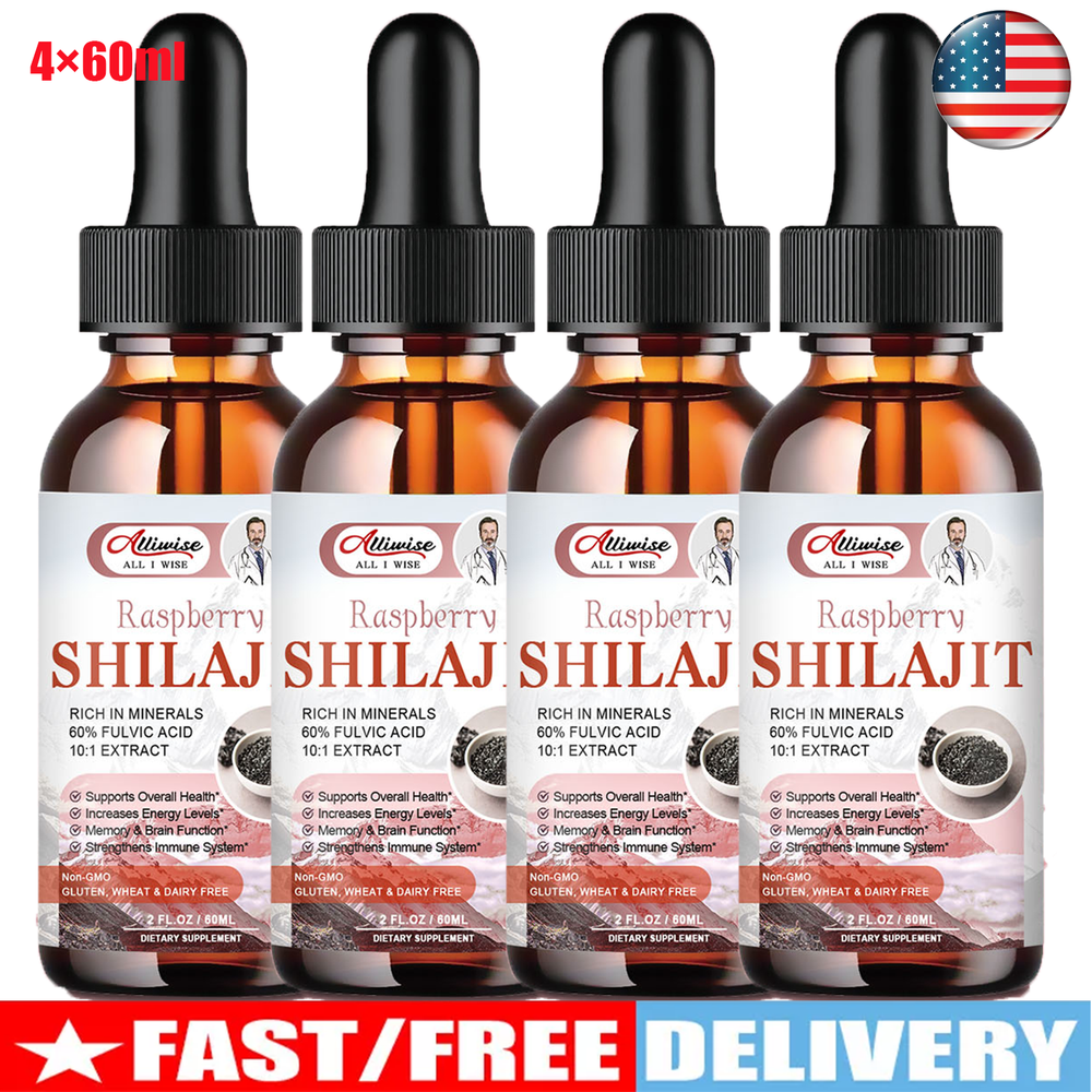 4*60 Shilajit Drops1000mg Shilajit Energy & Immunity Drops &Fulvic Acid