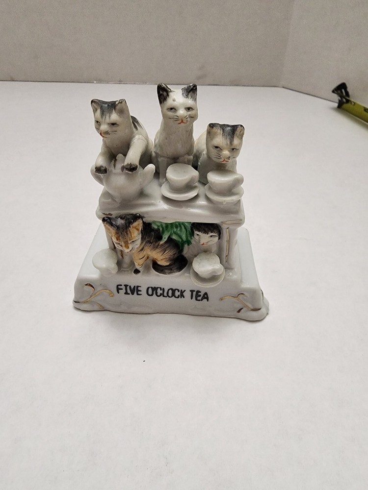 OLD/ ANTIQUE CONTA  BOEHME CATS & FIVE O'CLOCK TEA  4 1/8