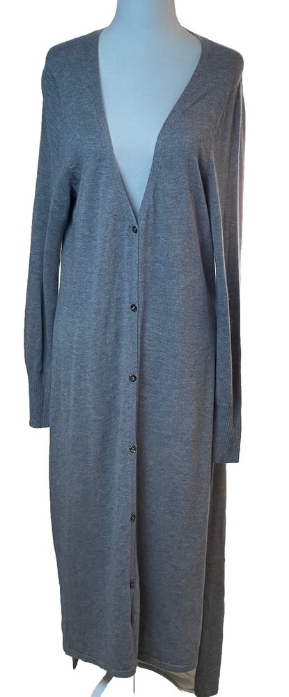 H By Halston Button Front Gray Sweater Dress Sz M Cozy Classic Career Party