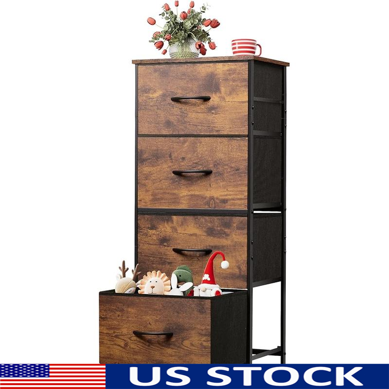 4 Drawer Fabric Storage Tower Organizer Unit Bedroom Hallway Entryway Closet New