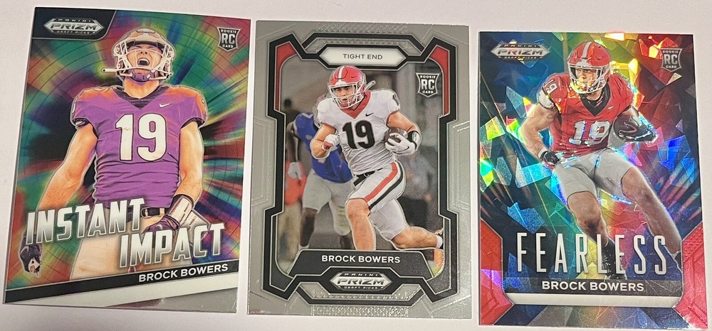 Brock Bowers 2024 Panini Prizm Draft Picks RC Lot of 3 Prism Inserts NFL Rookie of the Year Contender