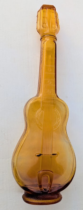 Vintage Yellow Guitar Whiskey Decanter with Glass Stopper