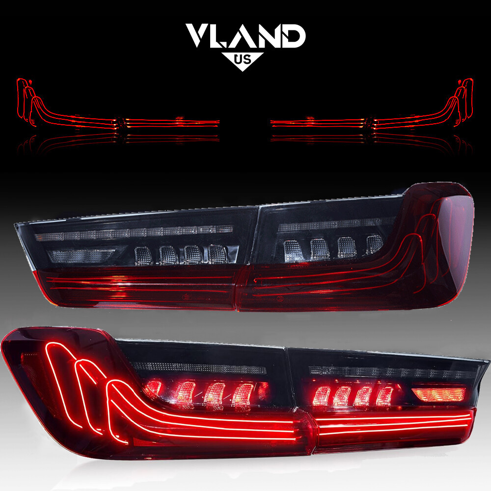Red FULL LED Tail Lights For 2019–22 BMW M3 G20 G80 CSL 3D Rear Lamps Sequential
