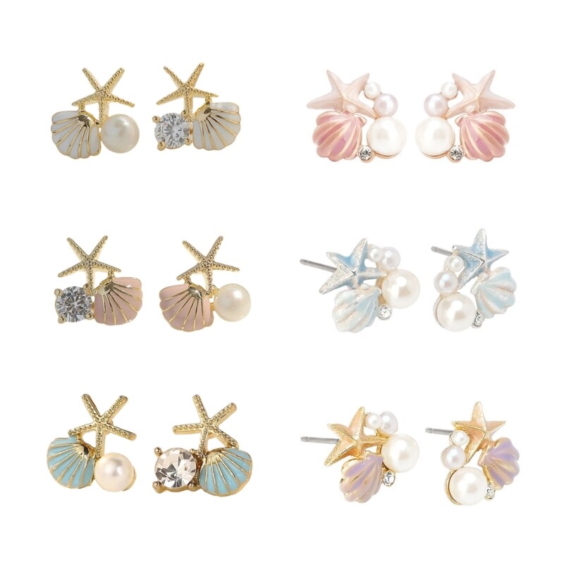 Pearl Stud Earrings for Girls Alloy Metal Fashion Jewelry