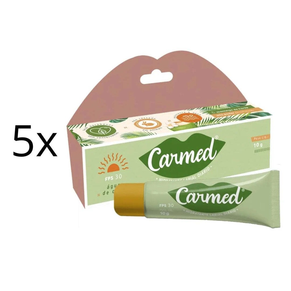 5-Pack Cimed Carmed Coconut Water Lip Gloss Moisturizer 10g Vegan Hydrating