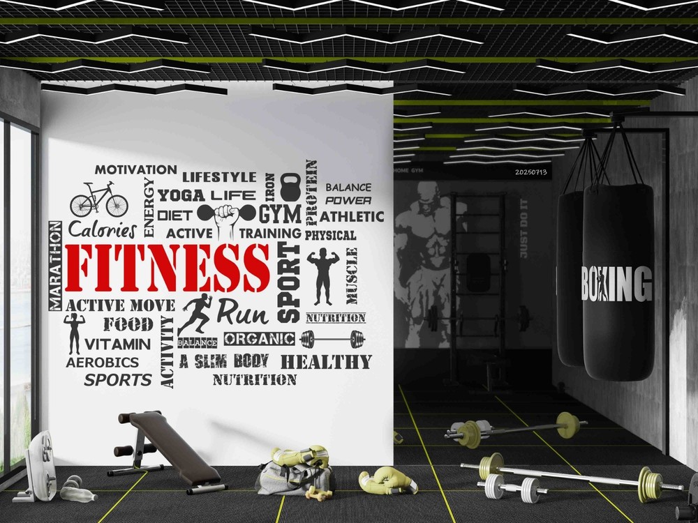 3D Gym Fitness Theme Illustration Wall Murals Wallpaper Murals Wall Sticker 17