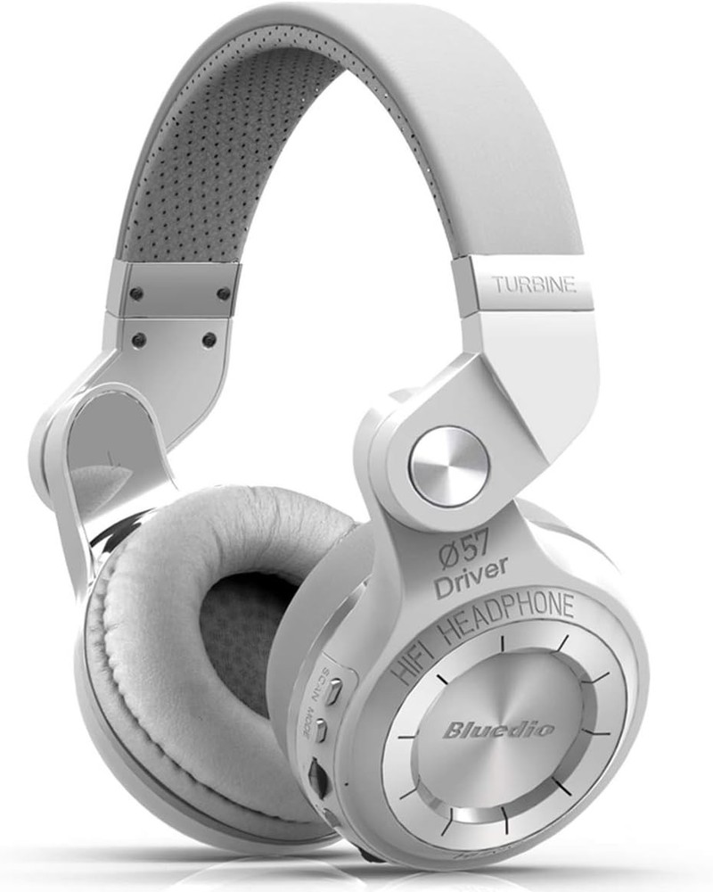 Bluedio T2 Plus Wireless Bluetooth Headphones with Mic Micro SD Support in White