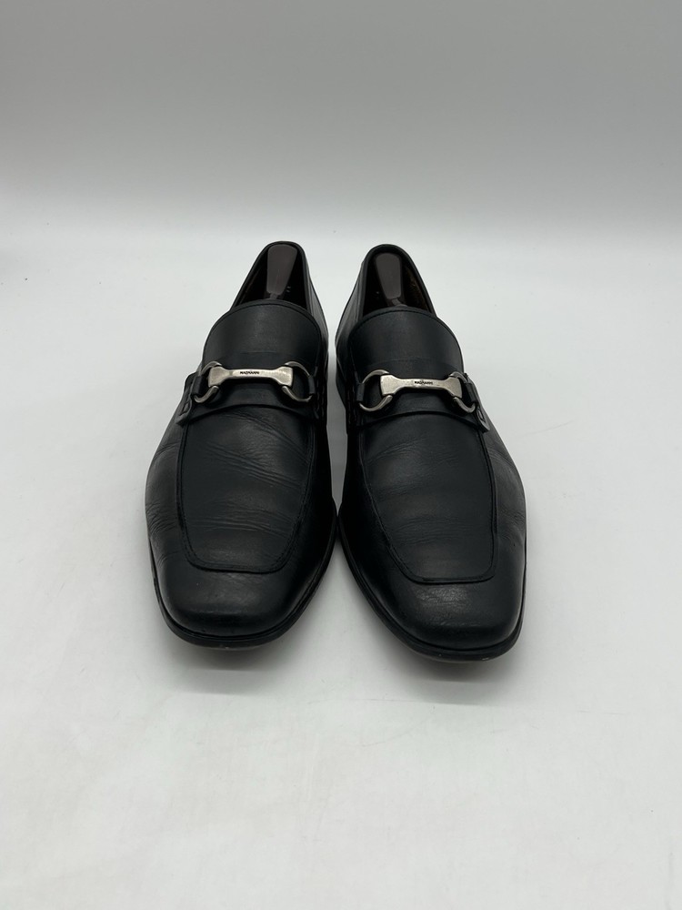 Magnanni Rafa II Men Sz 12M Black Leather Apron Toe Bit Mens Loafers Dress Shoes