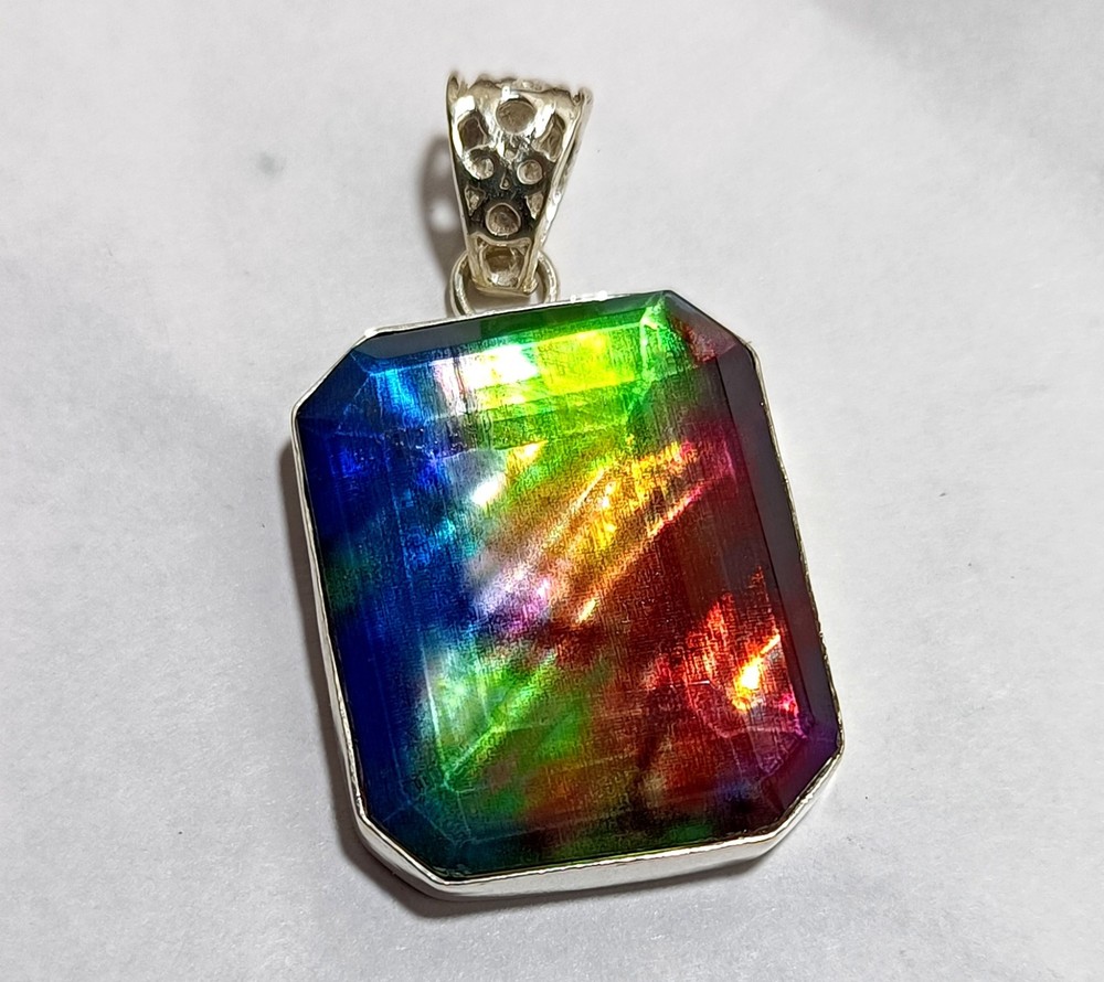 EGL Certified 59.20 Ct Natural Ammolite Silver Pendant Loose Gemstone