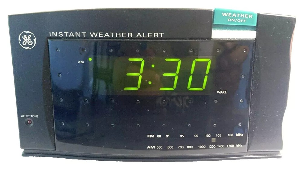 GE Weather Instant Warning Alert Digital AM/FM Clock Radio 7-4845a