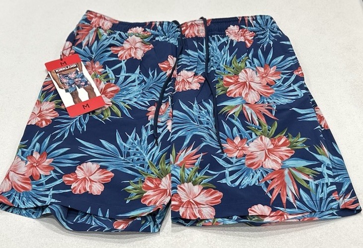 Kirkland Signature Men's Stretch Swim Shorts, Blue, Size M