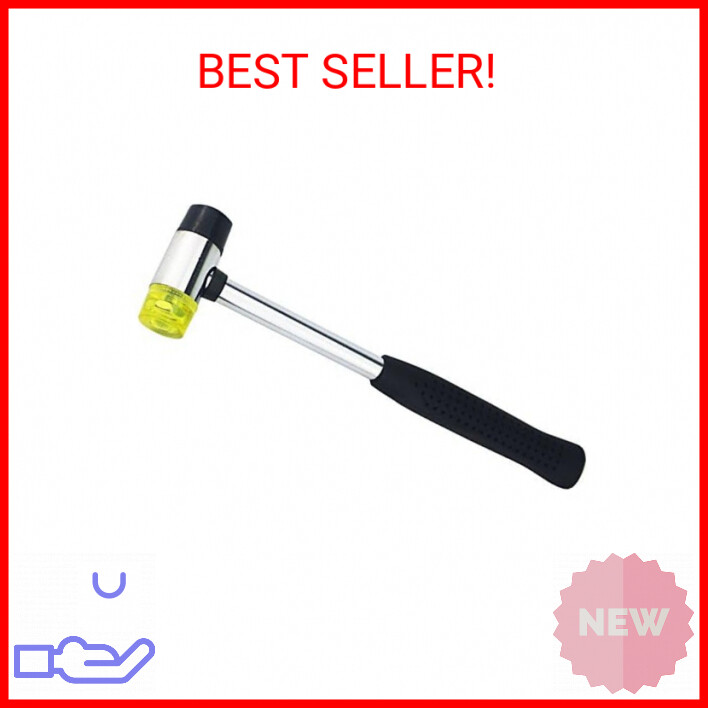 Ogrmar 25MM Dual Head Plastic Rubber Hammer Jewelry Metal Mallet Black