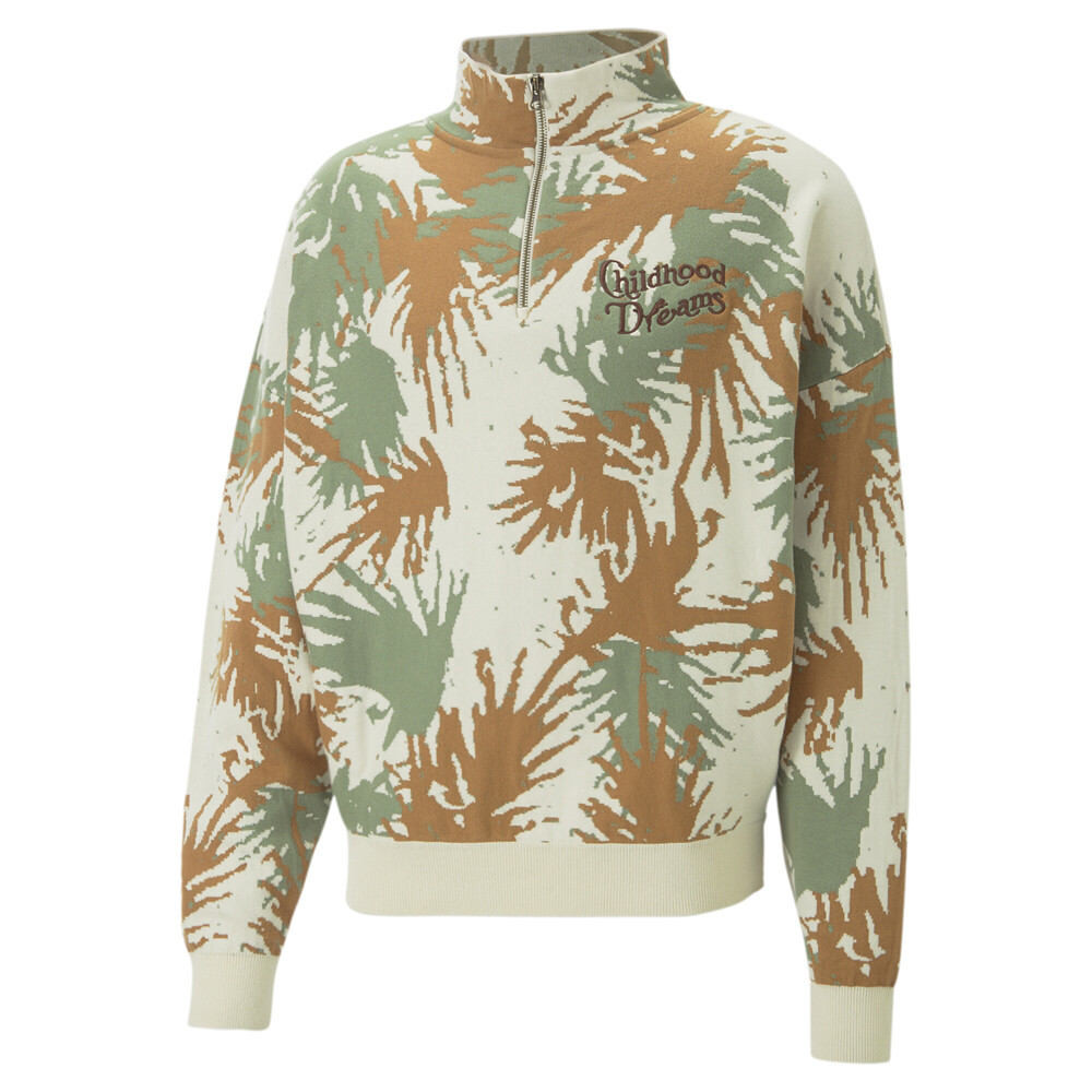 Puma Graphic Quarter Zip Pullover X Childhood Dreams Mens Beige, Brown, Green Ca