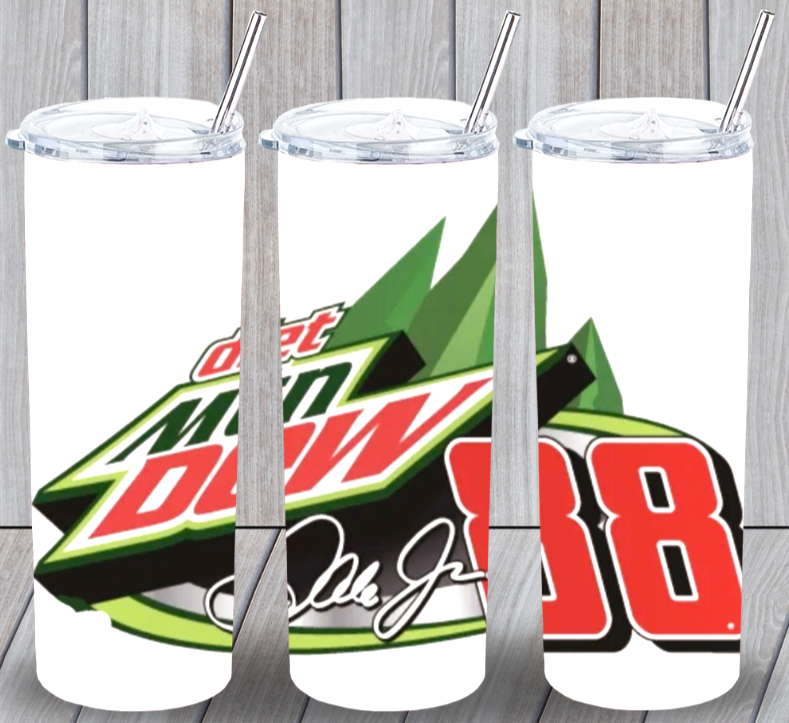 Diet Mountain Dew 88 Dale Multicolor 20 oz Insulated Tumbler Box Lid Straw New