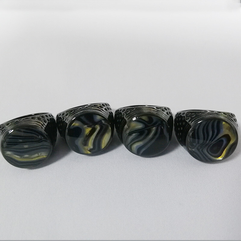 Titanium Steel Men's Shell Drop Glue Black Simple Ring Fashion Jewelry Gift US