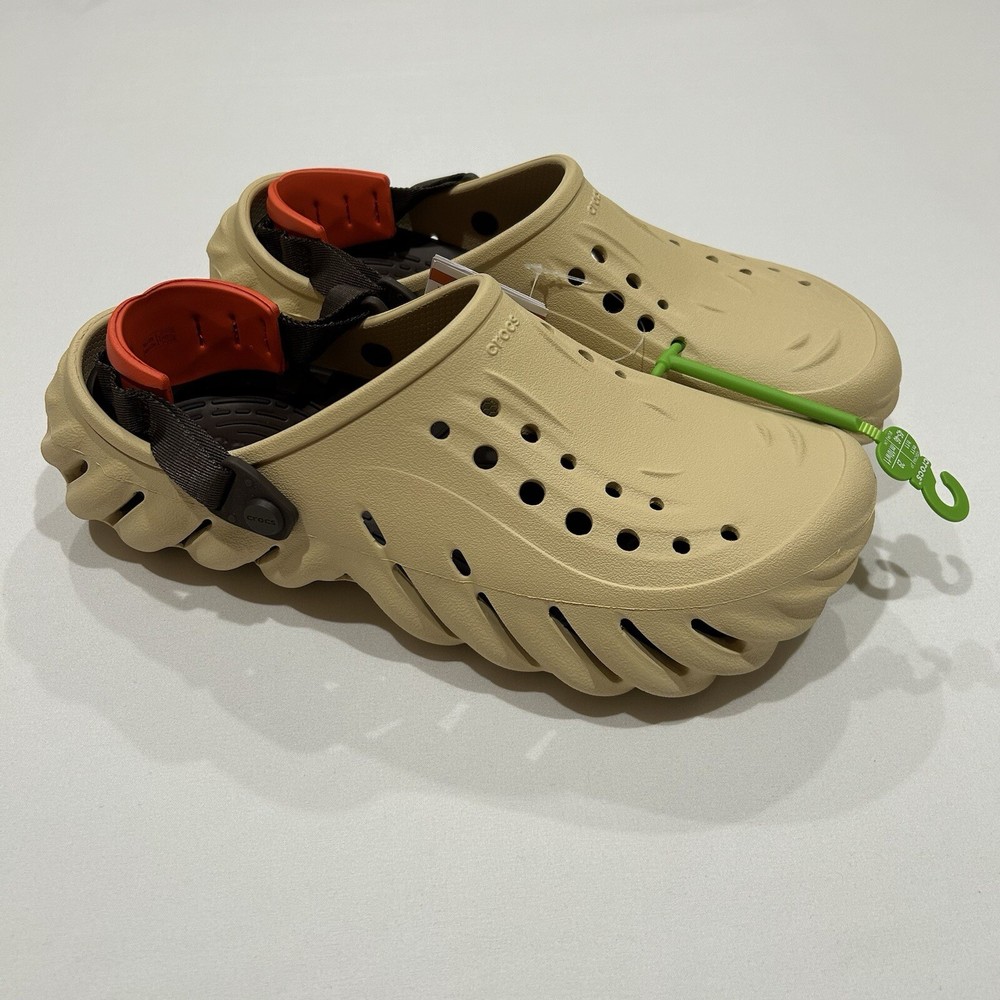 Crocs Echo Slip On Clogs Casual Solid Sesame Tan Beige 207937-OHX Mens Sz 11 New
