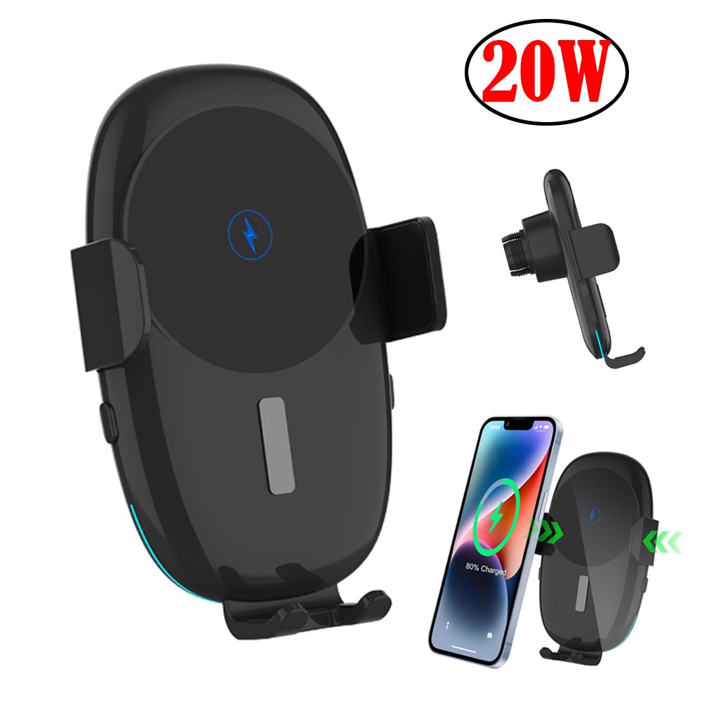 20W Wireless Car Charger Automatic Clamping Mount Air Vent Phone Holder 360°