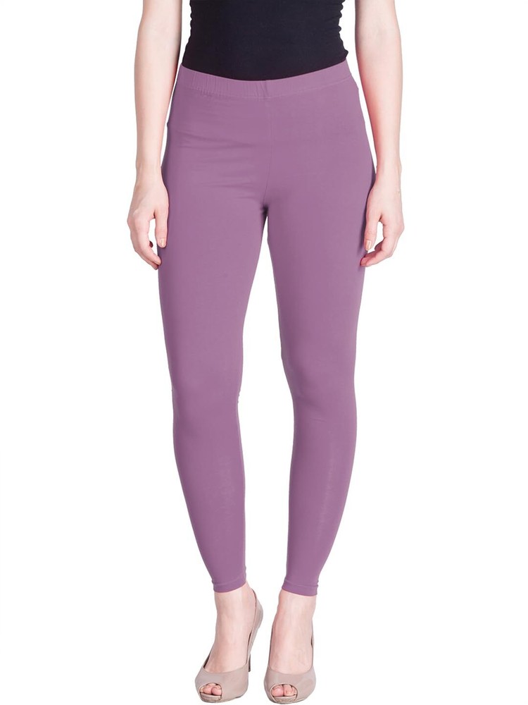 Women Solid Premium Cotton Ankle Length Legging Size L Casual Wear Lavender