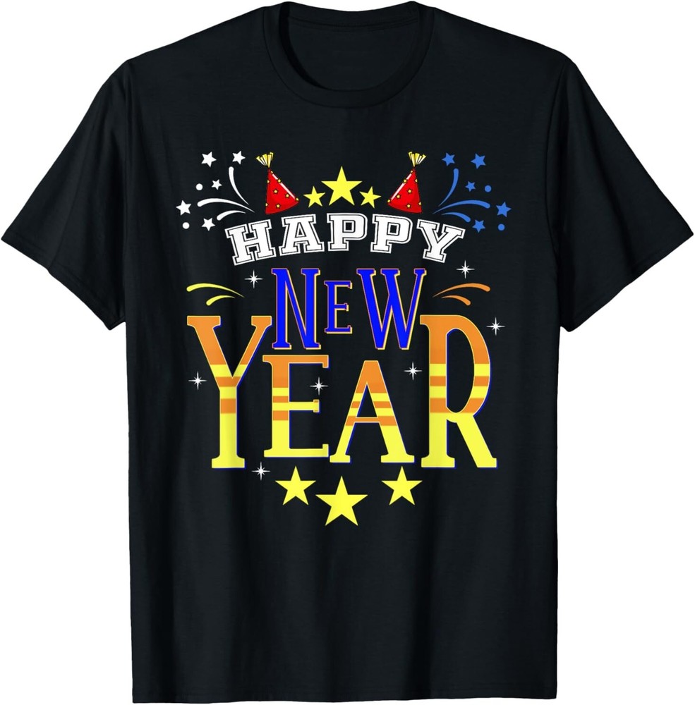 NEW Happy New Year 2025 New Years Eve Party Countdown Fireworks Tee T-Shirt