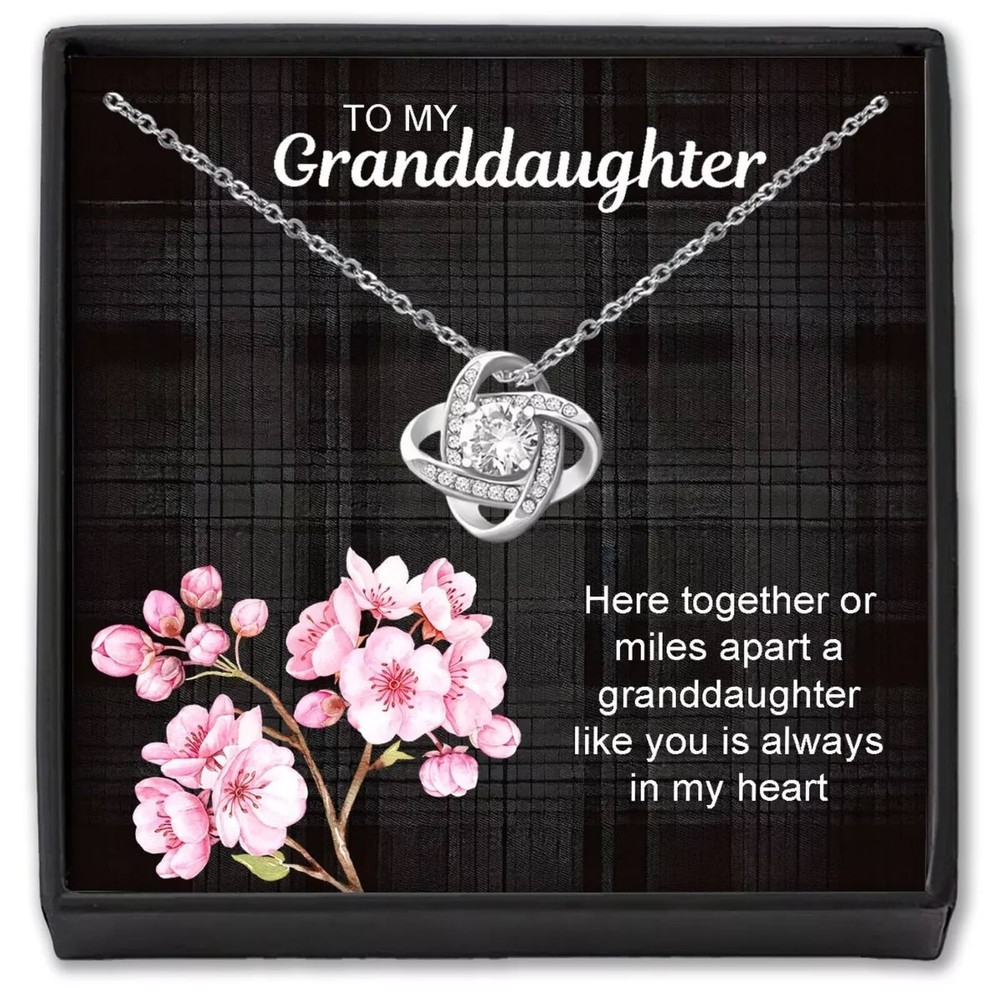 To My Granddaughter Gift Silver Necklace Pendent Jewellery Message Box Flower!!
