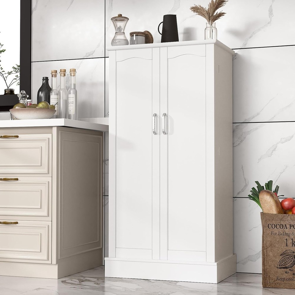 47-Inch Freestanding Pantry Cabinet with Adjustable Shelves for Kitchen Storage