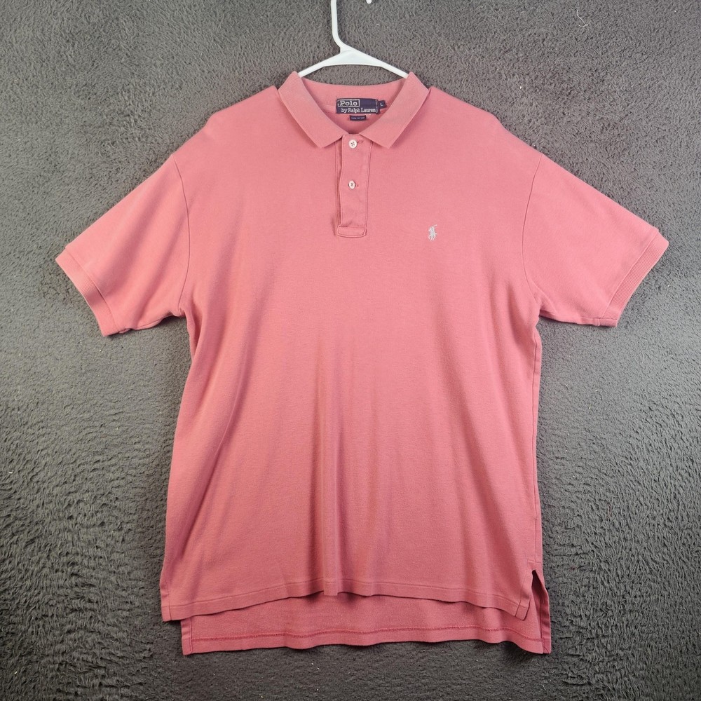 Polo Ralph Lauren Polo Shirt Mens Large Pink 100% Cotton Classic Pony Logo