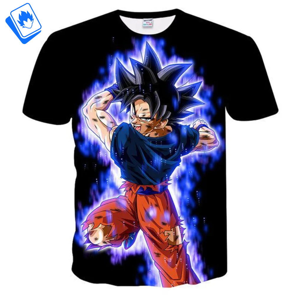 Dragon Ball Goku Near Ultra Instinct Men's Short Sleeve Cartoon T-Shirt