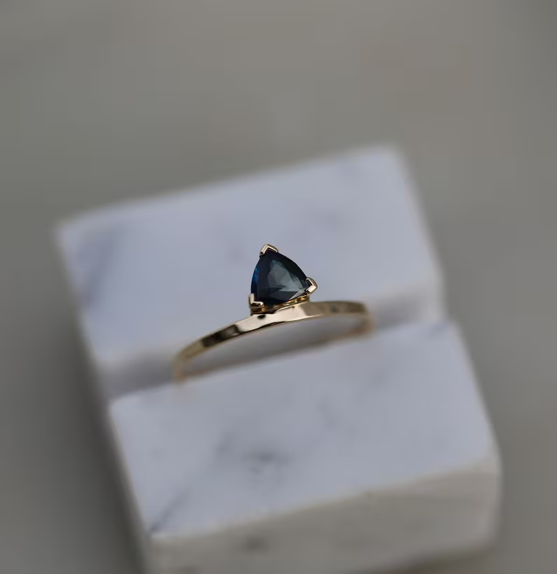 2Ct Simulated Sapphire Solitaire Ring in 925 Sterling Yellow Silver  