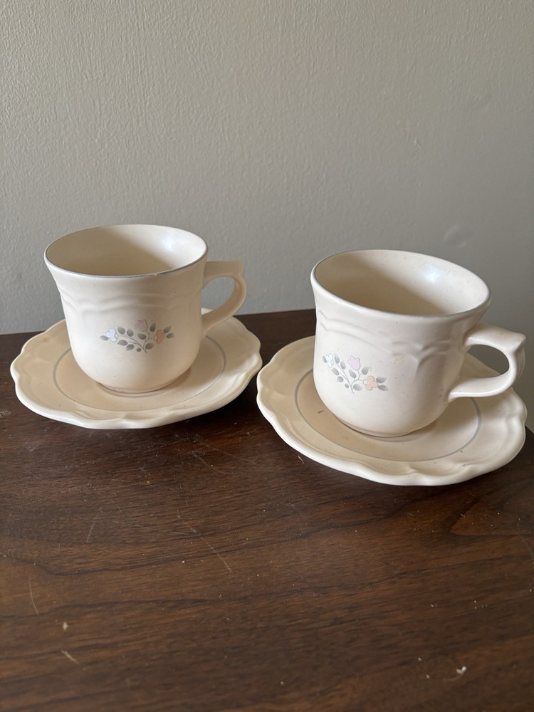 Pfaltzgraff Retired Heirloom Coffee Teacup and Saucer Set of 2