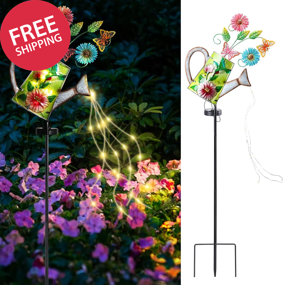Solar Watering Can Light, Hummingbird Metal Solar Light, Waterproof Outdoor Gard