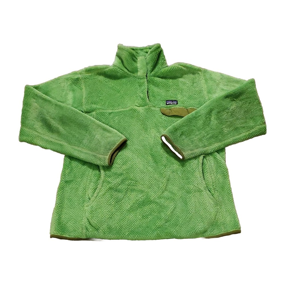 Patagonia Snap-T Fleece Jacket Womens Large Green Sweater Mock Neck Casual