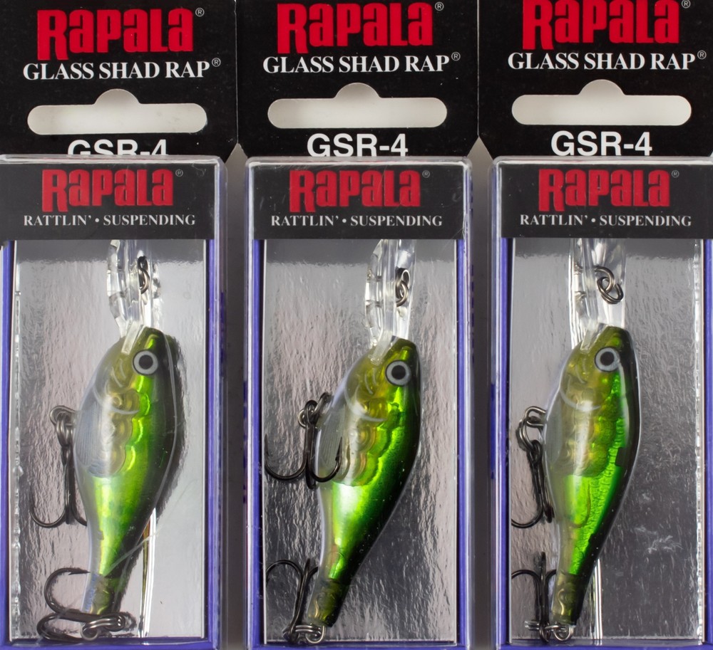 (LOT OF 3) RAPALA GLASS SHAD RAP 3/16OZ GSR04 OGH OLIVE GHOST CP2344
