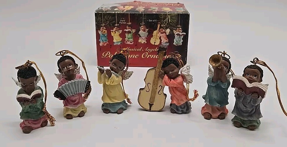 Polystone Musical Angels Set of 6 Adorable Christmas Tree Decorations