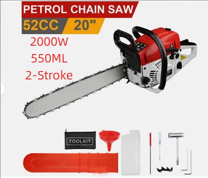 20-Inch 52CC 2-Stroke Gas Chainsaw for Wood Cutting